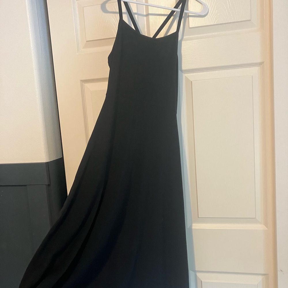 Pact fit and flare cotton midi dress black small